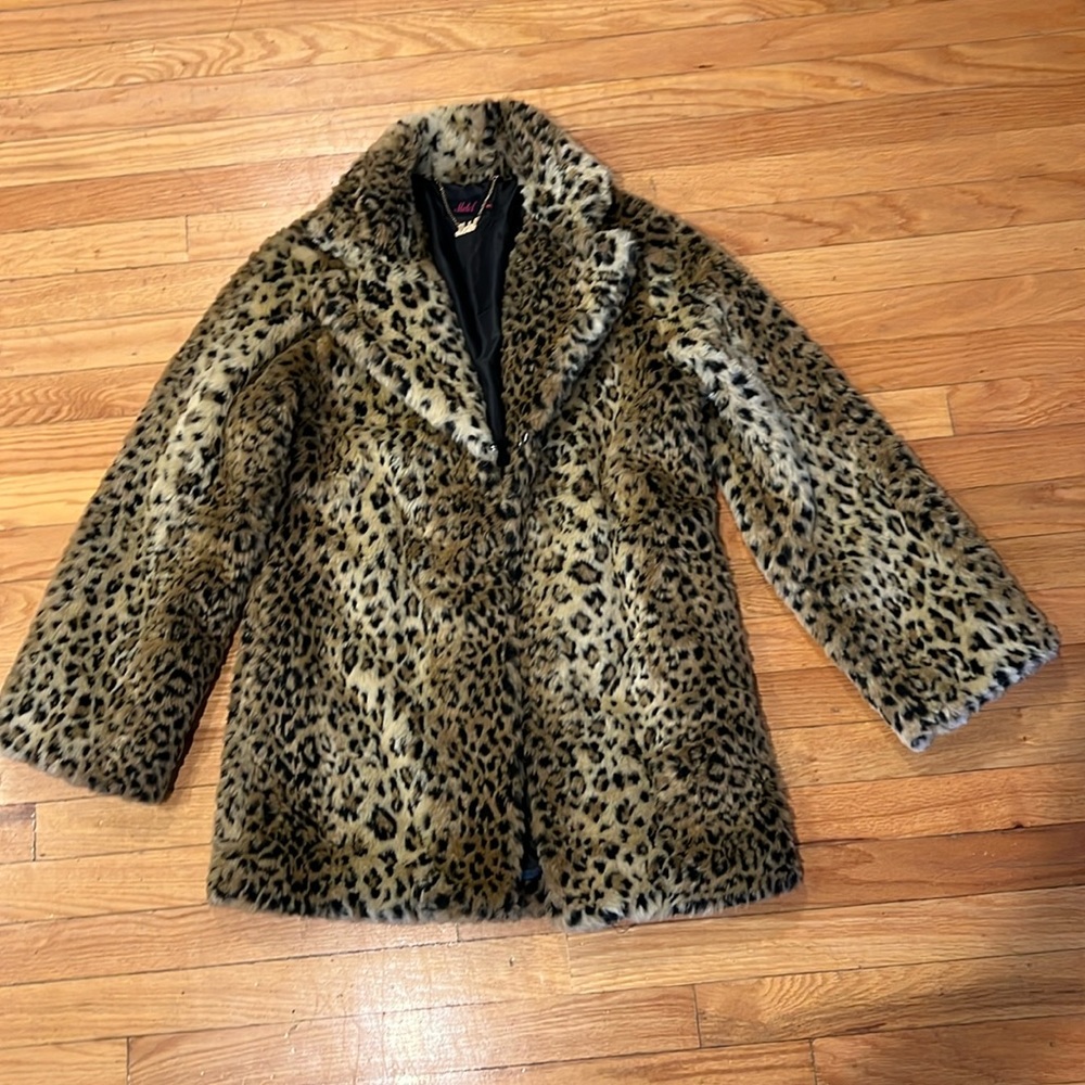 Motel Rocks leopard faux fur 3/4 jacket size M/L